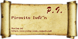 Pirovits Iván névjegykártya